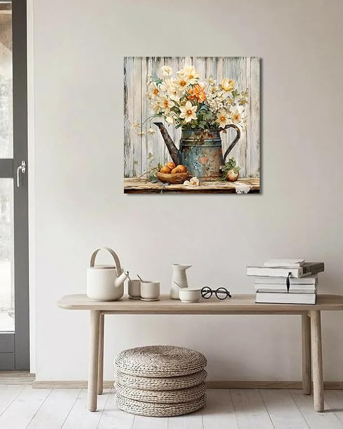 LAIART Floral Wall Art Farmhouse Vintage Wall Decor Canvas Picture Print for Bathroom Bedroom Living Room Dining Room