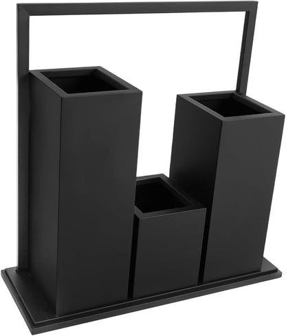 Modern Geometric Metal Planter for Outdoor & Indoor, Large 31Inches Tall Steel Planter with Drainage Holes, Black Galvanized Planter Pot for Plants, Garden, Patio, Entryway, Lobby