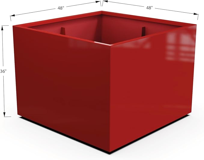 Plantercraft Powder-Coated Aluminum Planter Box - Square Cube - Metal All Weather | Indoor Outdoor | Made in USA | Fully Assembled