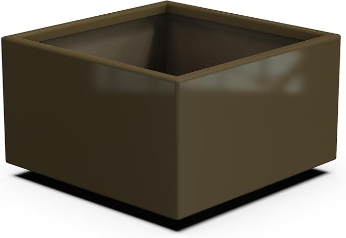 Plantercraft Powder-Coated Aluminum Planter Box - Square Cube - Metal All Weather | Indoor Outdoor | Made in USA | Fully Assembled