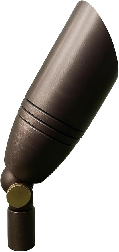 Light to Form® | Luxury Brass Low-Voltage Landscape Staked Spot Light | 12V Input | 2700K CCT | 3W LED with GU5.3 Base | Antique Brass Finish | Convex Glass Lens | Outdoor Graded | Bulb Included