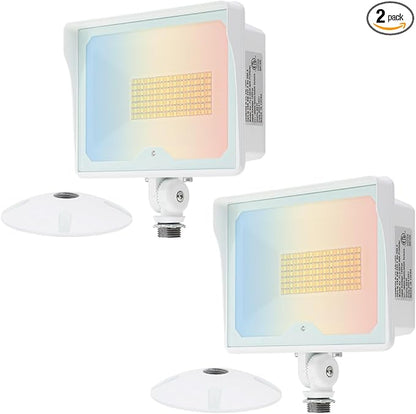kadision 55W White LED Flood Light with Dusk-to-Dawn Photocell, 3000K/4000K/5000K Selectable, 120V 6600lm IP65 Waterproof Knuckle Mount Outdoor Security Lights, ETL Listed 2-Pack