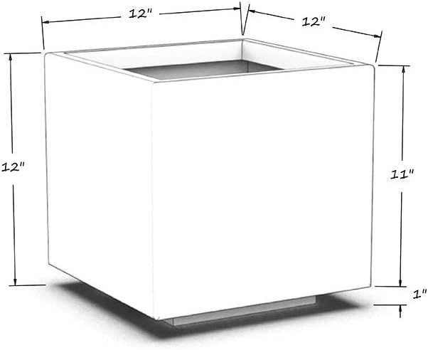 Plantercraft Powder-Coated Aluminum Planter Box - Square Cube - Metal All Weather | Indoor Outdoor Commercial Residential | Made in USA | Fully Assembled