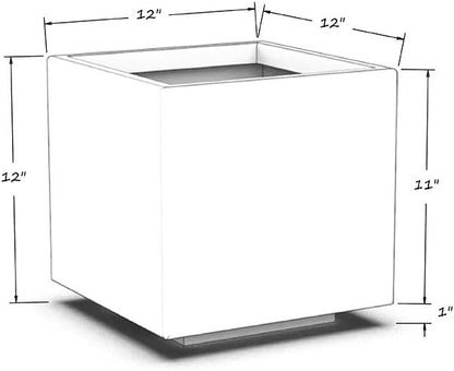 Plantercraft Powder-Coated Aluminum Planter Box - Square Cube - Metal All Weather | Indoor Outdoor Commercial Residential | Made in USA | Fully Assembled