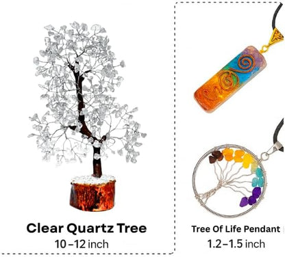 Clear Quartz Silver Wire Artificial Gemstone Tree – Handcrafted Crystal Healing Décor for Home & Office