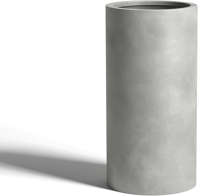 DTY Signature Mount Oxford Tall Outdoor Planter - Large Gray 31.5 Inch Height Modern Tall Planter Pot for Indoor & Outdoor Spaces - Stylish Planter for Contemporary Homes and Gardens
