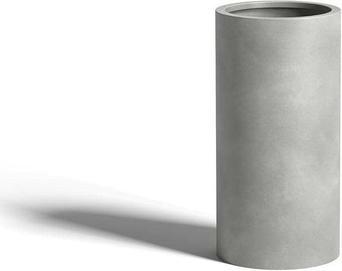 DTY Signature Mount Oxford Tall Outdoor Planter - Medium Gray 23.6 Inch Height Modern Tall Planter Pot for Indoor & Outdoor Spaces - Stylish Planter for Contemporary Homes and Gardens