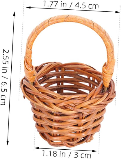 Miniature Rattan Flower Basket Mini Woven Basket Adorn for Dollhouse Decor Versatile Photo Prop Compact for Mini Flowers and Crafts