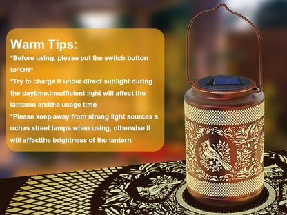 Solar Garden Colorful Lanterns, Hollow Metal Lamp, Waterproof Outdoor Decorative Light for Yard,Patio,Garden Decor (1)