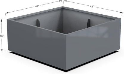 Plantercraft Powder-Coated Aluminum Planter Box - Square Cube - Metal All Weather | Indoor Outdoor | Made in USA | Fully Assembled