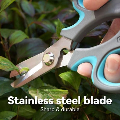 CYRUS Flower Scissors Floral Shears for Cutting Flowers,Garden Shears with Integrated Stab Remover,Florist Cutters Rose Snips,Blue