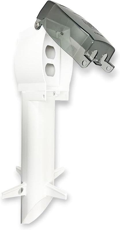 iMBAPrice White Gard-N-Post GPD19W-1 Low-Profile Outdoor Electrical Post, 19.5" Weather-Resistant Landscape Lighting & Outlet Enclosure with Cover, 1-Pack