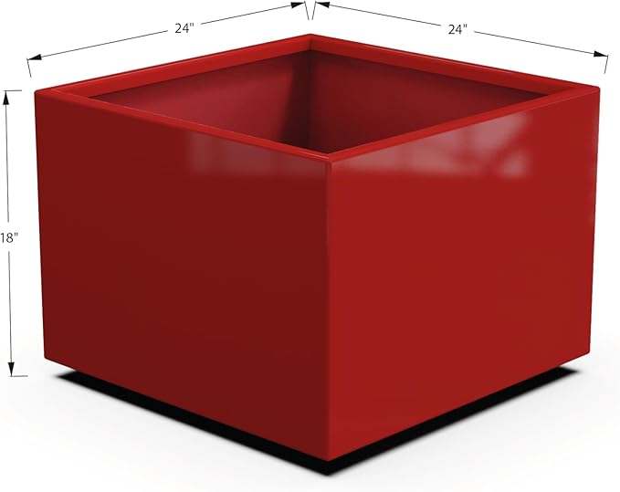 Plantercraft Powder-Coated Aluminum Planter Box - Square Cube - Metal All Weather | Indoor Outdoor | Made in USA | Fully Assembled