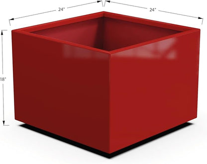 Plantercraft Powder-Coated Aluminum Planter Box - Square Cube - Metal All Weather | Indoor Outdoor | Made in USA | Fully Assembled