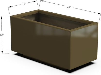 Plantercraft Powder-Coated Aluminum Planter Box - Rectangle - Metal All Weather | Indoor Outdoor | Made in USA | Fully Assembled