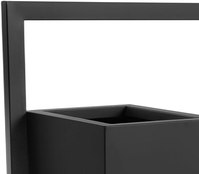 Modern Geometric Metal Planter Box for Indoor Outdoor, 31.5x11.8x31.5 Inches Black Steel Garden Raised Bed with Drainage & Stable Base,Heavy Duty Plant Pot for Patio, Lawn, Yard