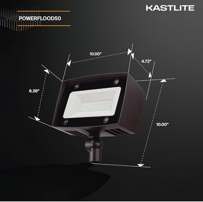 KASTLITE 50W Dusk to Dawn LED Outdoor Flood Light with Knuckle - 350-Watt Equivalent 5000 Lumens 4000K Photocell Security & Landscape Lighting - Rust Proof Aluminum Housing, Bronze