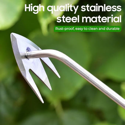 Yilia Weed Puller Tool, 2025 New Garden Weed Pulling Tool Uprooting Weeding Tool, 4 Teeth Weed Puller Tool Manganese Steel with Long Handle, Weeder Tool for Vegetable Garden Yard Planting (13.54inch)