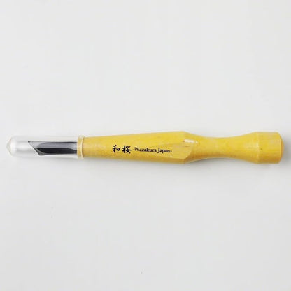 Wazakura Made in Japan Bonsai Chisel Single Bevel Skewed Hand Carving Tool 0.3 in (7.5 mm) for Jin Shari Making, DIY Woodcarving Knife for Experts and Beginners (Single Bevel Skewed Kiwa Shape 7.5 mm)