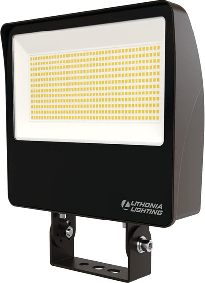Lithonia Lighting All-in-One LED Flood Light, Waterproof LED Outdoor Light Fixture with Adjustable Brightness and Color Temperature, Yoke or Slipfitter Mount Dusk to Dawn Outdoor Lighting, MVOLT