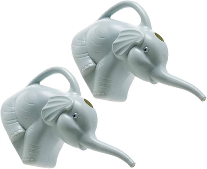 2pcs Elephant Shaped Watering Can Long Spout Lightweight Plastic Plant Watering Kettle for Indoor Outdoor Garden Succulents with Ergonomic Handle