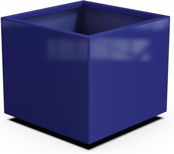 Plantercraft Powder-Coated Aluminum Planter Box - Square Cube - Metal All Weather | Indoor Outdoor | Made in USA | Fully Assembled