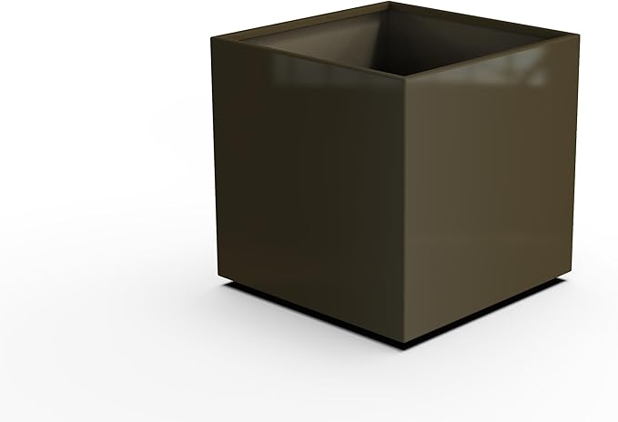 Plantercraft Powder-Coated Aluminum Planter Box - Square Cube - Metal All Weather | Indoor Outdoor | Made in USA | Fully Assembled