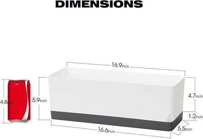 Self Watering Planters Pots for Indoor Plants, 2 Pack 17 Inch Plastic Planter Box Flower Pots for Indoor Outdoor Plants, Rectangle Herb Planter Window Boxes Planters with Drainage, Dark Gray Tray