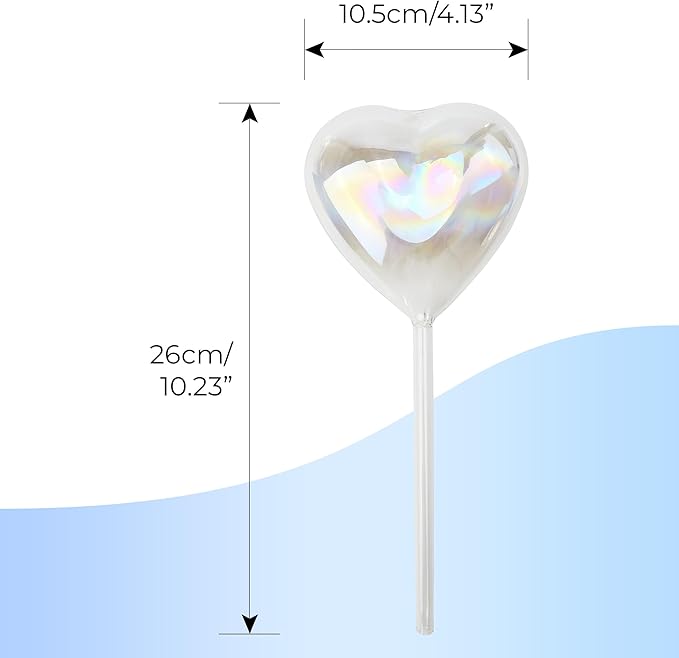 Heart Plant Water Globe, 4 Pcs Set Iridescent Glass Self Watering Bulbs, Heart Shaped Waterer Dripper for Indoor Plants, Outdoor Flowers, Planter Insert Garden Device for Pots