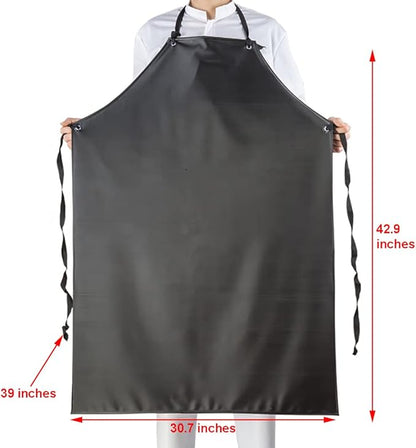 Chemical Resistant Vinyl Apron - Black Plus Size Unisex PVC Aprons for Dishwashing,Dog Grooming,Fish Cleaning,Lab Work(3 Pack)