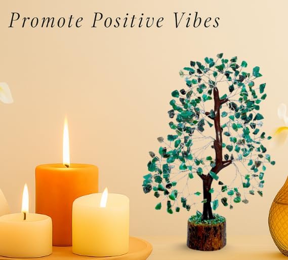 Green Aventurine Silver Wire Artificial Gemstone Tree – Handmade Crystal Bonsai for Positive Energy, Prosperity & Décor