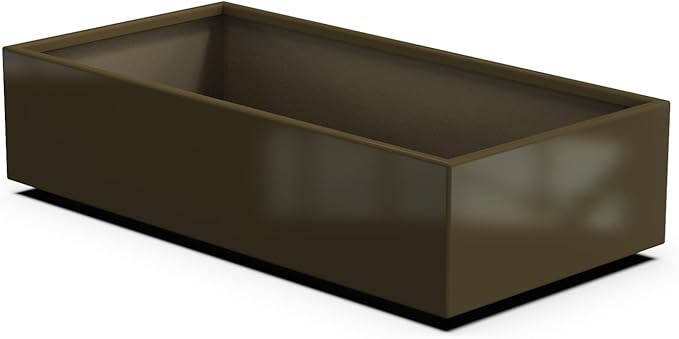 Plantercraft Powder-Coated Aluminum Planter Box - Rectangle - Metal All Weather | Indoor Outdoor | Made in USA | Fully Assembled