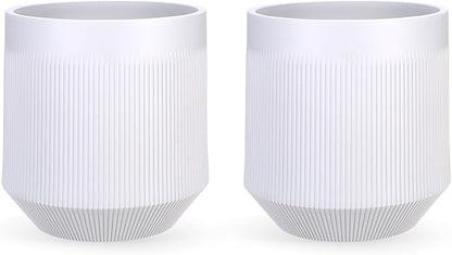 Plant Pots，Set of 2 Plastic Large Pots for Indoor Plants,Flower Pots Outdoor Planters with Drainage Hole and Seamless Saucer,(White 12Inches)