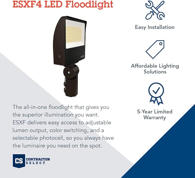 Lithonia Lighting All-in-One LED Flood Light, Waterproof LED Outdoor Light Fixture with Adjustable Brightness and Color Temperature, Yoke or Slipfitter Mount Dusk to Dawn Outdoor Lighting, MVOLT