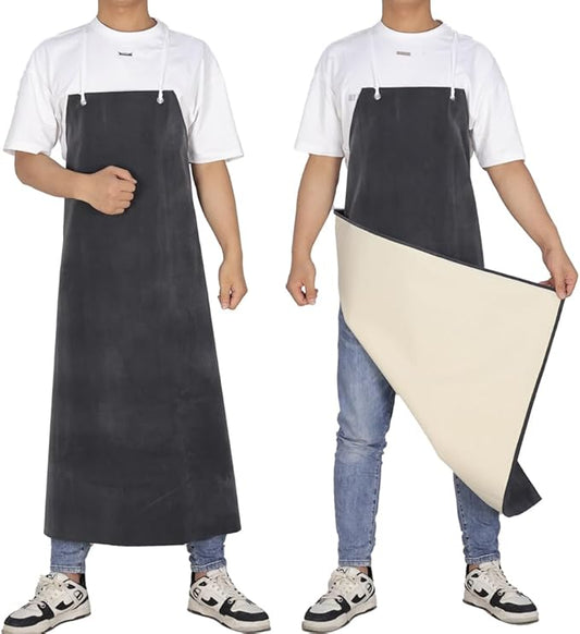 Neoprene Apron - 35’’ X 45’’ Plus Size Rubber Aprons Offers Chemical, Oil and Grease Protection, with Puncture and Abrasion Resistance 3PACK