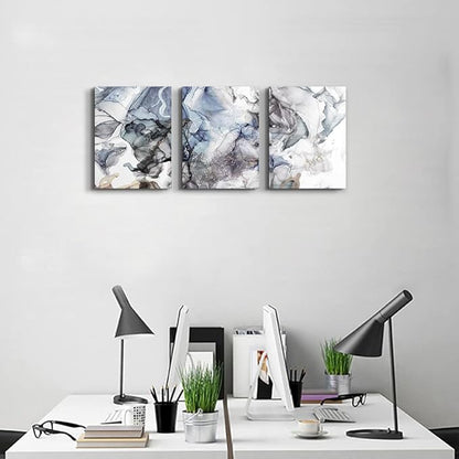 TTHYUEWS Canvas Art - 3 Piece Abstract Wall Art, 12x16 inches Each, Modern Home Decor, Kitchen, Bathroom, Living Room, Office Wall Decorations, Ink Paintings, Ready to Hang