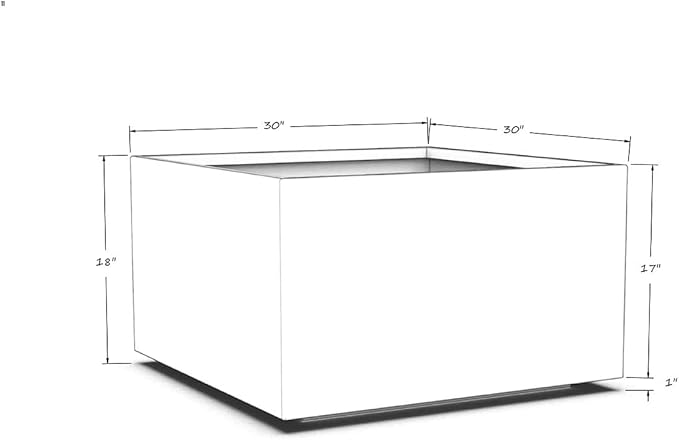 Plantercraft Powder-Coated Aluminum Planter Box - Square Cube - Metal All Weather | Indoor Outdoor Commercial Residential | Made in USA | Fully Assembled