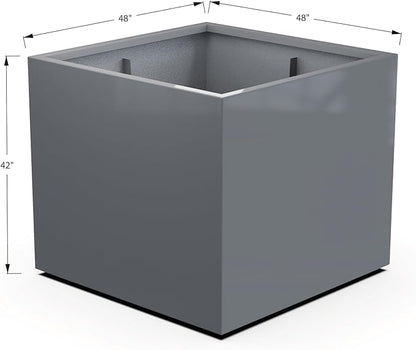 Plantercraft Powder-Coated Aluminum Planter Box - Square Cube - Metal All Weather | Indoor Outdoor | Made in USA | Fully Assembled