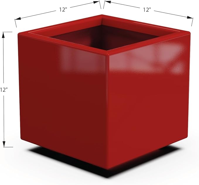 Plantercraft Powder-Coated Aluminum Planter Box - Square Cube - Metal All Weather | Indoor Outdoor | Made in USA | Fully Assembled