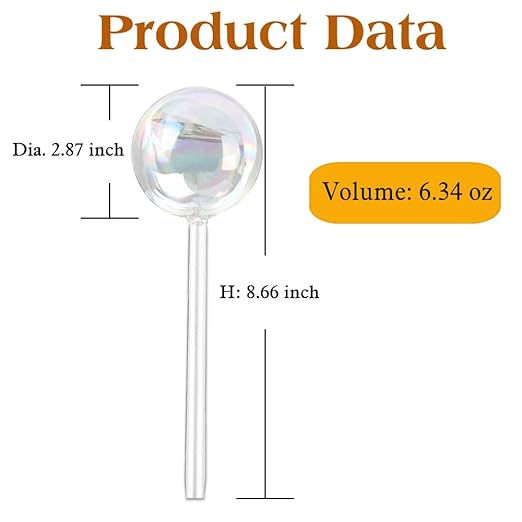 2pcs Glass Plant Watering Globes, Clear Rainbow Color Flower Self-Watering System Spikes, Automatic Plant Waterer Bulbs for Indoor & Outdoor Plants Everyday Use