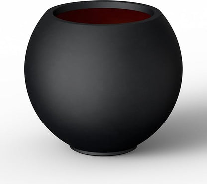 Kante Round Concrete Flower Pot, 19.3 Inch Dia (14" Opening) Sphere Shape Design Planter with Drainage Hole and Rubber Plug for Indoor & Outdoor Plants, Black Finish with Painted Interior