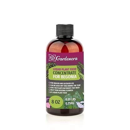 Gardenera Plant Growth Superfood for Begonia with 18 Essential Vitamins & Minerals - Organic Plant Food Fertilizer - Micro-Fungi and Bio-Organisms for Begonia Plant Care & Growth Enhancement - 8oz