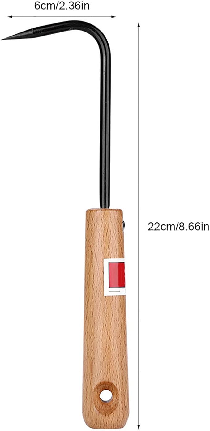 Bonsai Root Hook, Gardening Manganese Steel Root Rake with Ergonomic Wooden Handle, Bonsai Rake Tool for Potted Plants Gardening Work