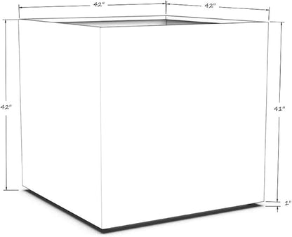 Plantercraft Powder-Coated Aluminum Planter Box - Square Cube - Metal All Weather | Indoor Outdoor Commercial Residential | Made in USA | Fully Assembled