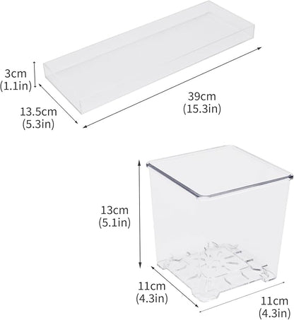 Indoor Herb Garden Kit, Herb Planter Set with Tray, Set of 3 Acrylic Garden Pots, Window Sill Plant Shelf with Drainage Holes and Labels & Marker Pen, Rosemary Plant Pots