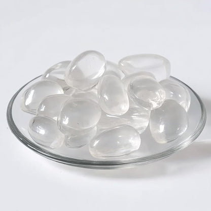 Polished Stone Set Clear Quartz Crystals, 0.8" Handpicked Tumbled Gemstones Rocks, Pebbles for Reiki, Chakra, Healing, Home Decor