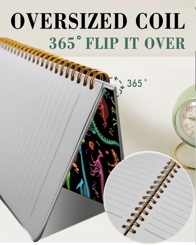 Spiral Journal Notebook,A5 Hardcover Lined Journals for Women Girl 6 x 8.3 in,120 Pages Thick Paper,Cute College Ruled Writing Notebook for Gifts Office Work School(Colorful Skeleton Dinosaurs)