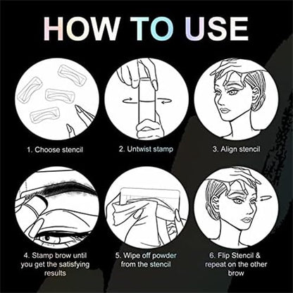 Eyebrow Stamp and Eyebrow Stencil Kit, Eye Brow Stencil Kit for Beginners 24 Reusable and Washable Eyebrow Shaping Kit, Brow Stencil and Stamp Kit Smudge-Proof & Long-Lasting (Dark Brown)