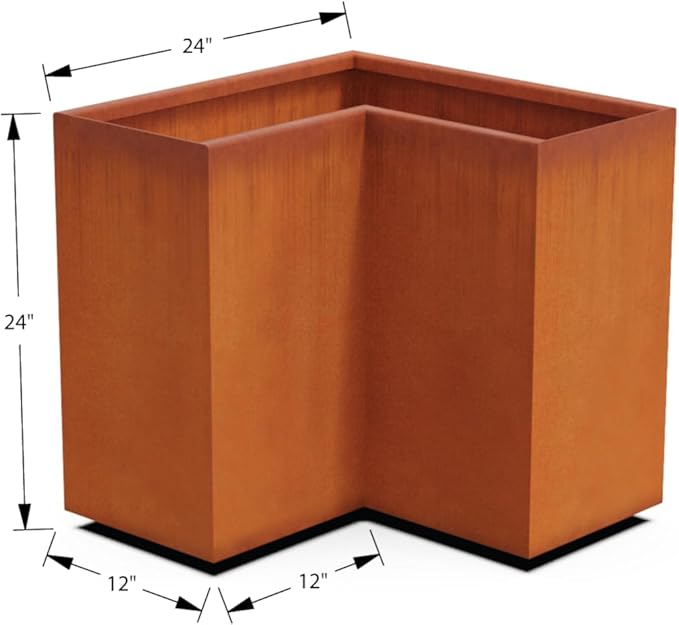 Plantercraft Large Rectangular Planters for Outdoor Plants - 24x12x24 Inch Corten Steel Planter | Heavy Duty Large Outdoor Planter Box for Patio & Garden | Fully Assembled, Made in USA
