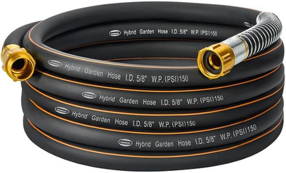5/8 in. × 22 ft. Flexible Hybrid Garden Hose, High Flow 5/8" I.D. No Memory Durable Lightweight Water Hose for Watering, Irrigation, Water Transfer Pump
